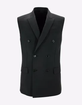 Black Double-Breasted Sleeveless Blazer