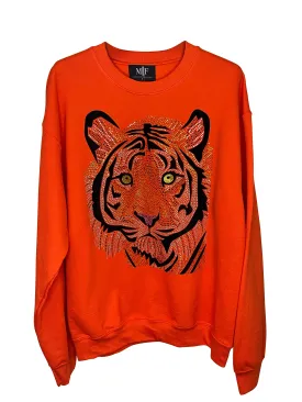 Sweatshirt, Crewneck Orange, Tiger Face