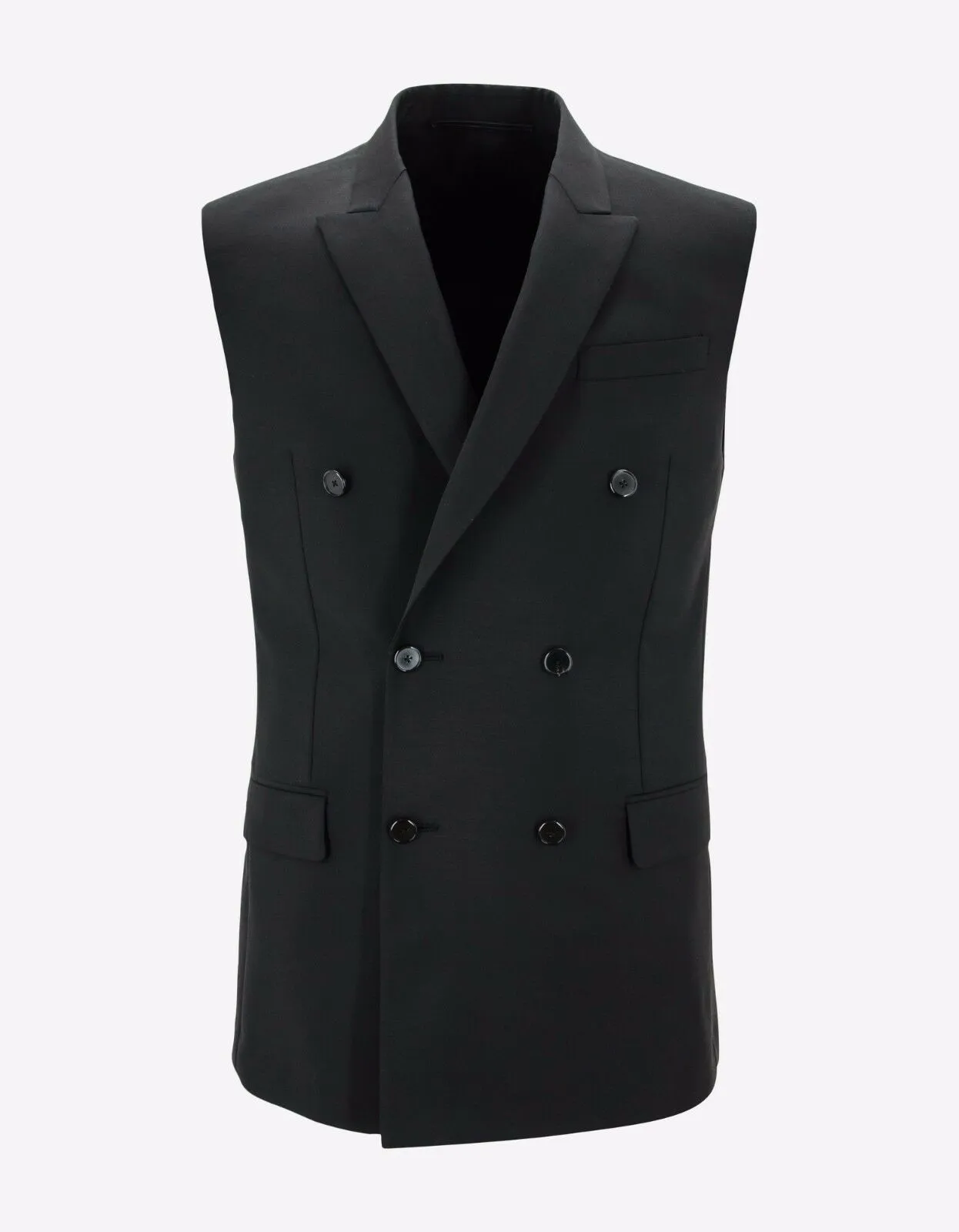 Black Double-Breasted Sleeveless Blazer