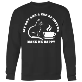 Cat Shirts Cat And Coffee Crewneck Sweatshirt Gifts For Cat Lovers