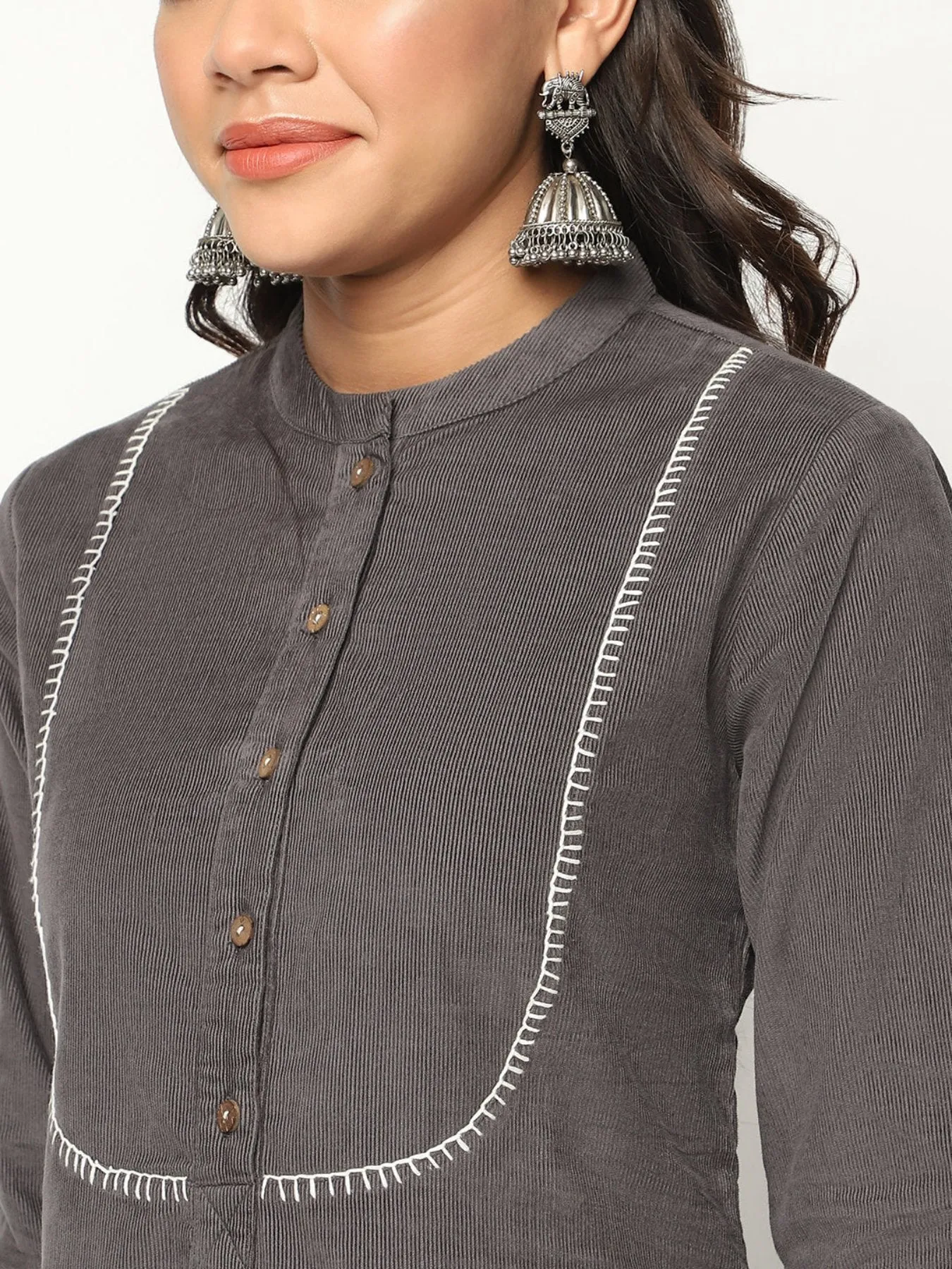 Charcoal  Corduroy kurta Set