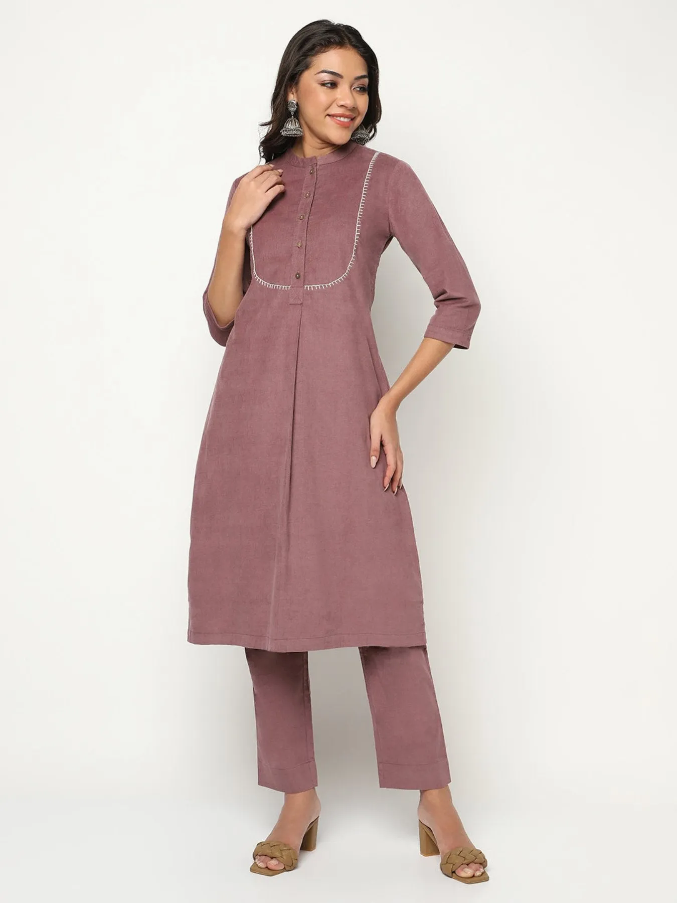 Charcoal  Corduroy kurta Set