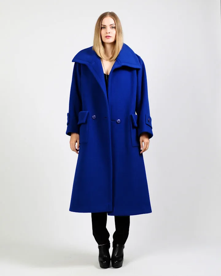 Cobalt Blue Wool Maxi Coat