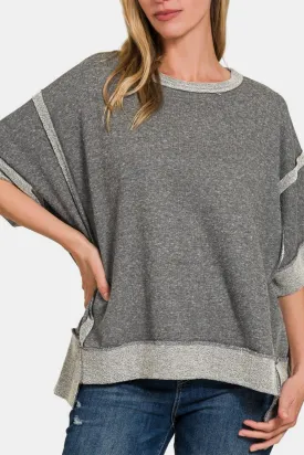 Contrast Trim Drop Shoulder T-Shirt