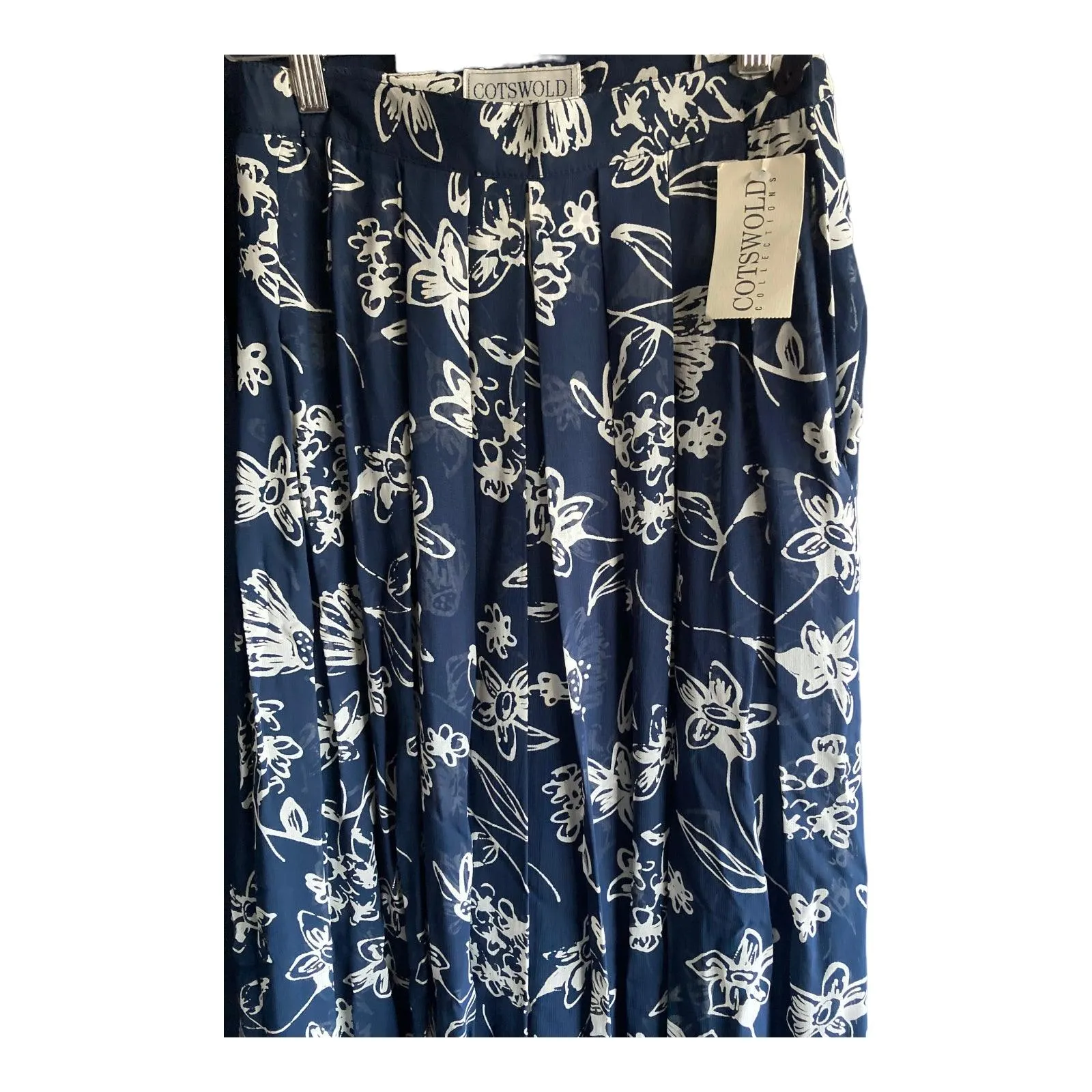 Cotswolds Collection Navy & White Patterned Skirt UK Size 10