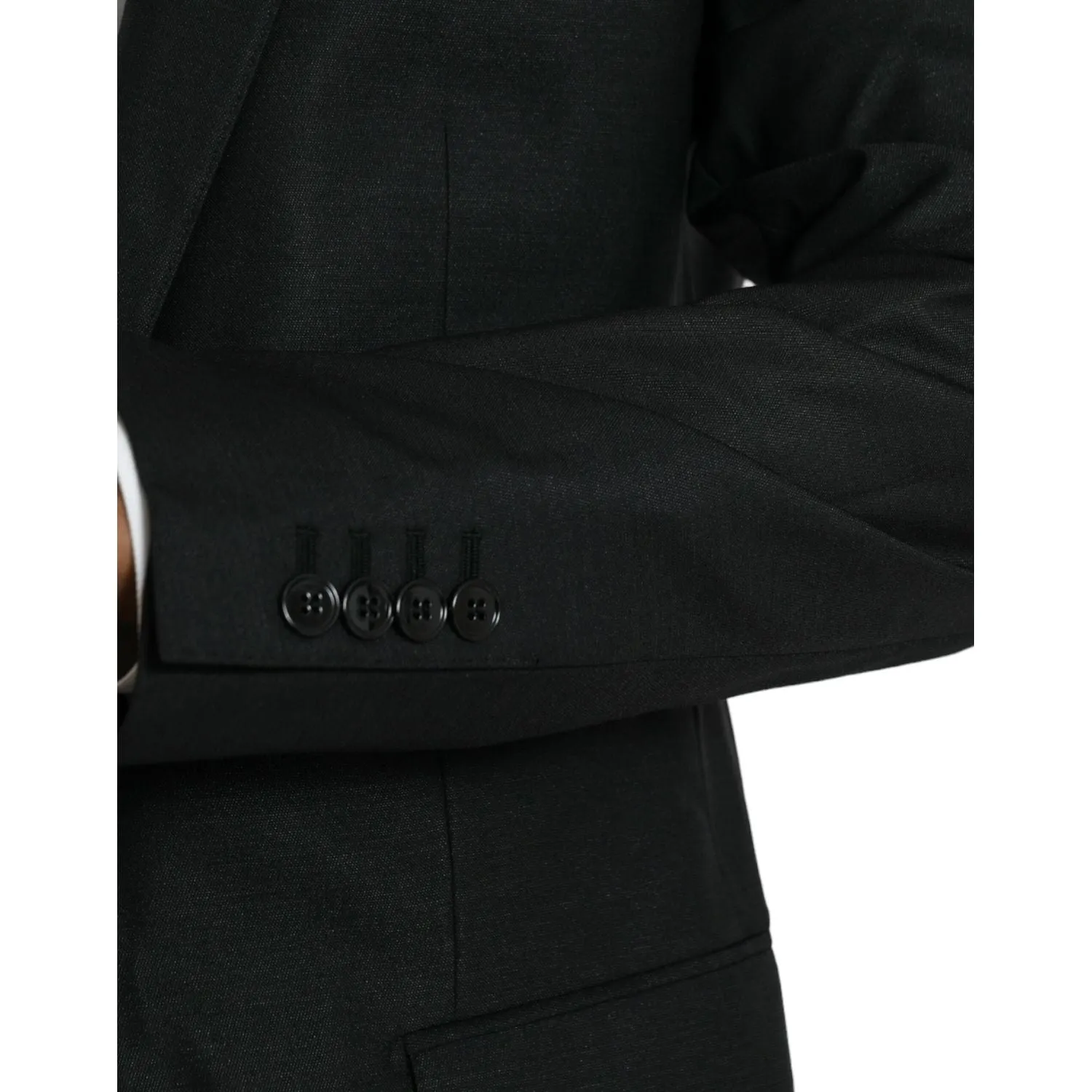 Dolce & Gabbana Black Wool Notch SingleBreasted Coat Blazer