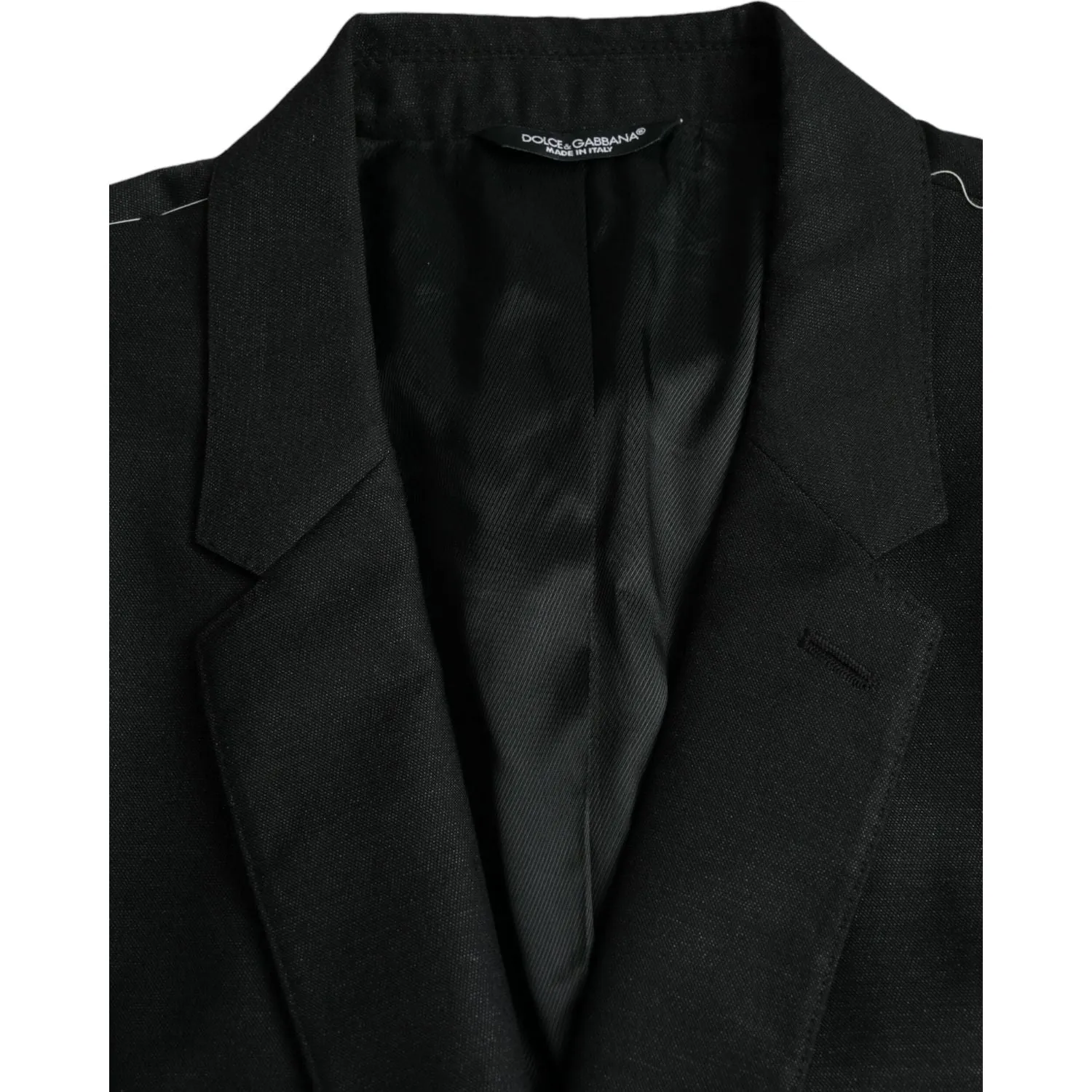 Dolce & Gabbana Black Wool Notch SingleBreasted Coat Blazer