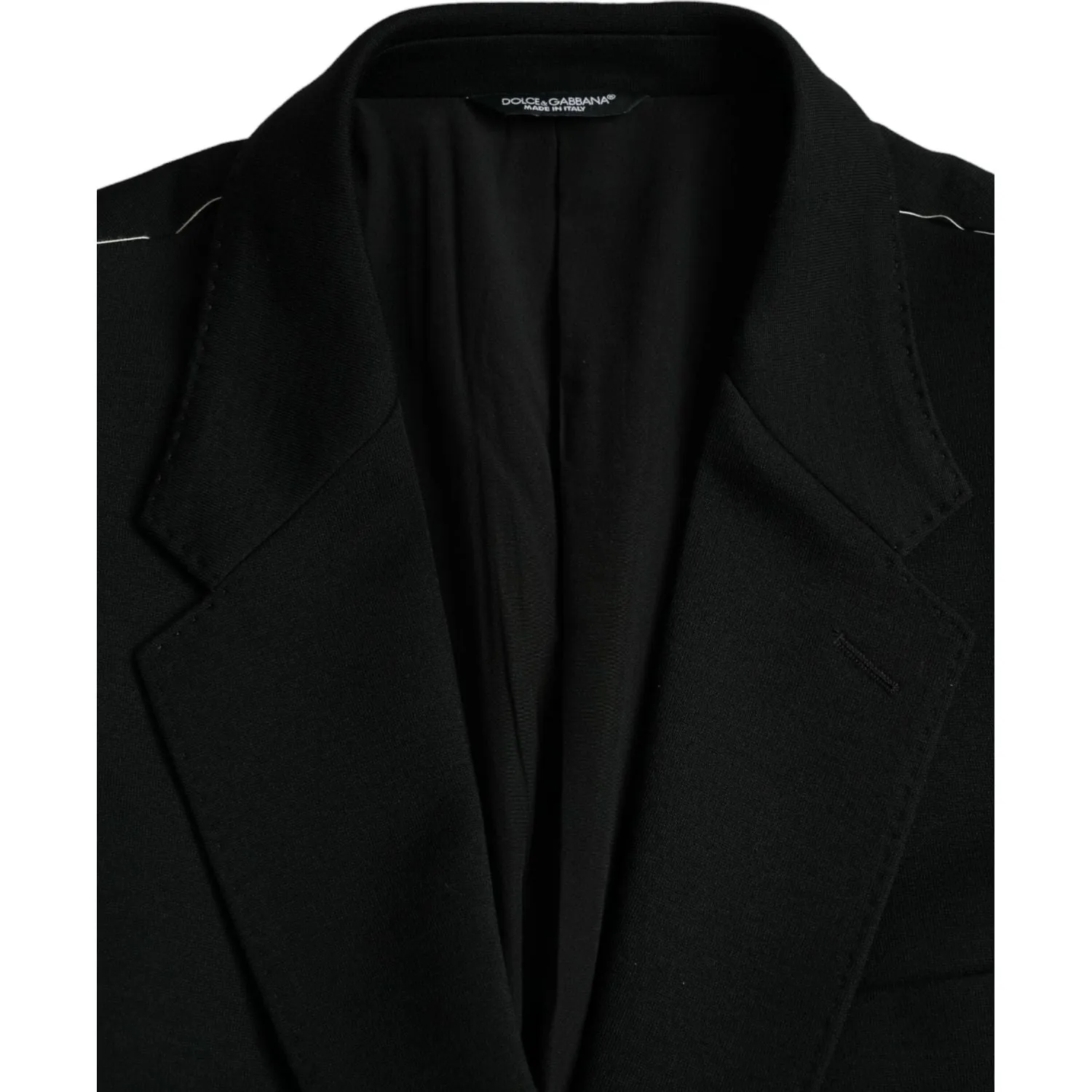 Dolce & Gabbana Black Wool Single Breasted Coat Blazer