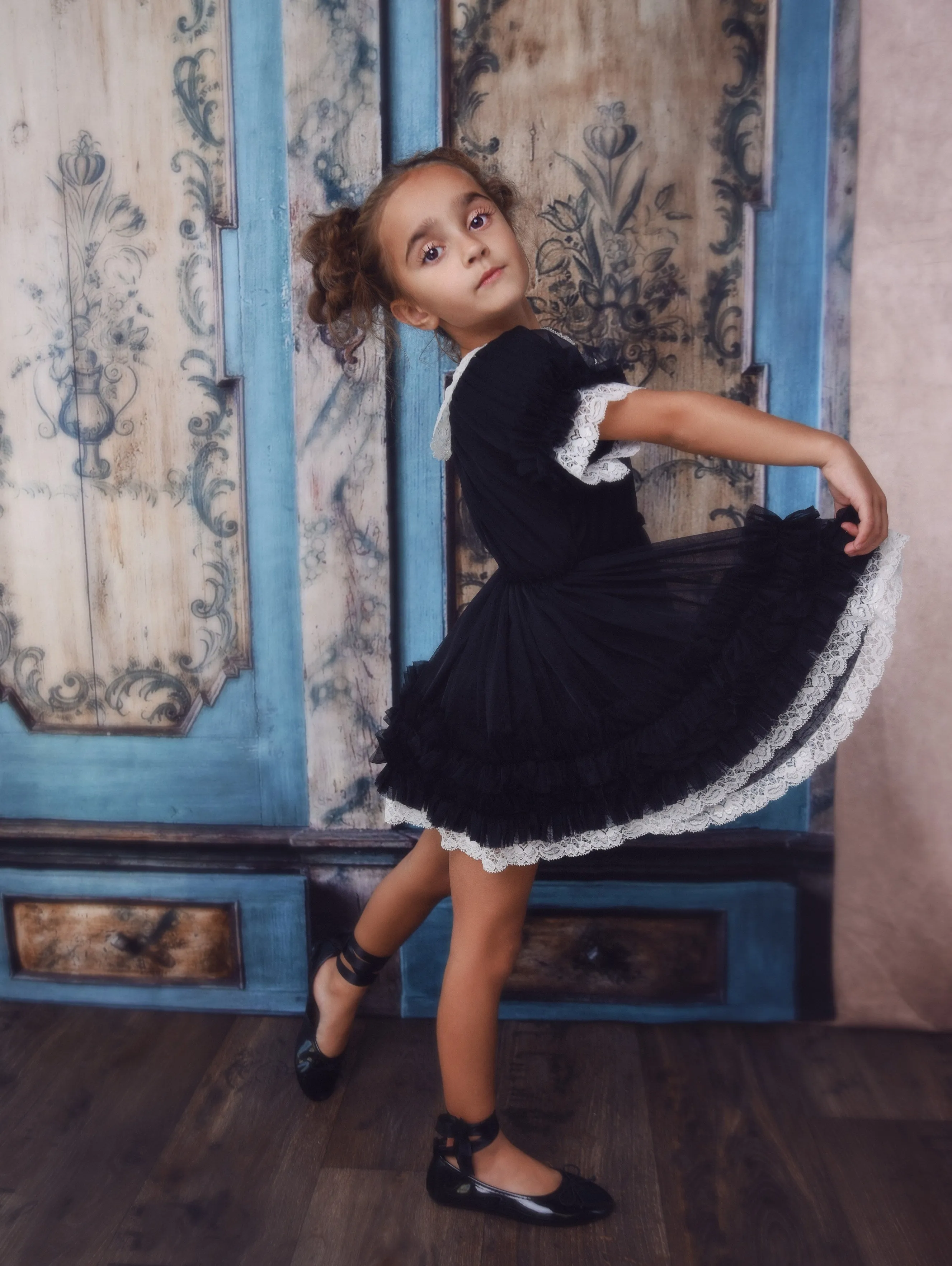 DOLLY by Le Petit Tom ® PORCELAIN DOLLY DRESS black