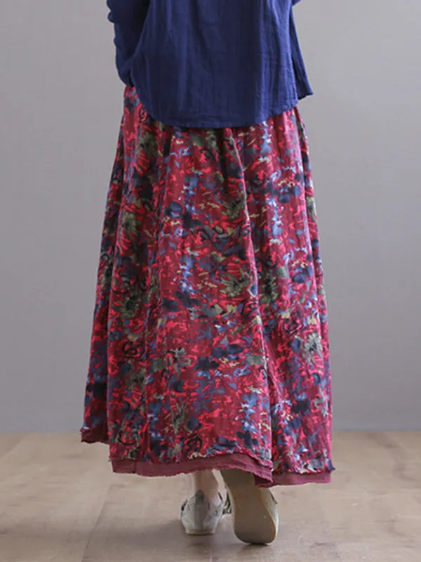 Double Layers Floral Printing Skirt