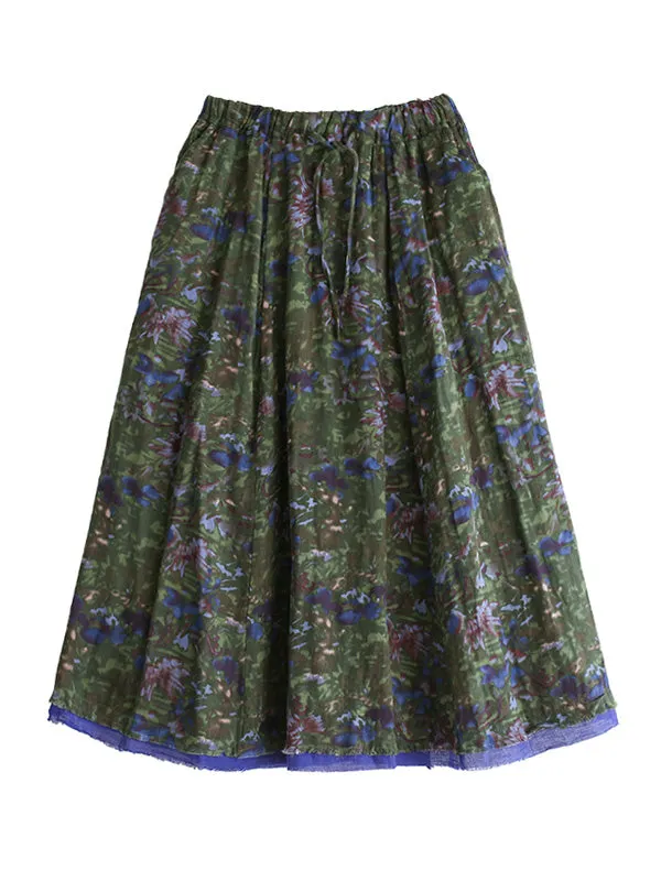 Double Layers Floral Printing Skirt