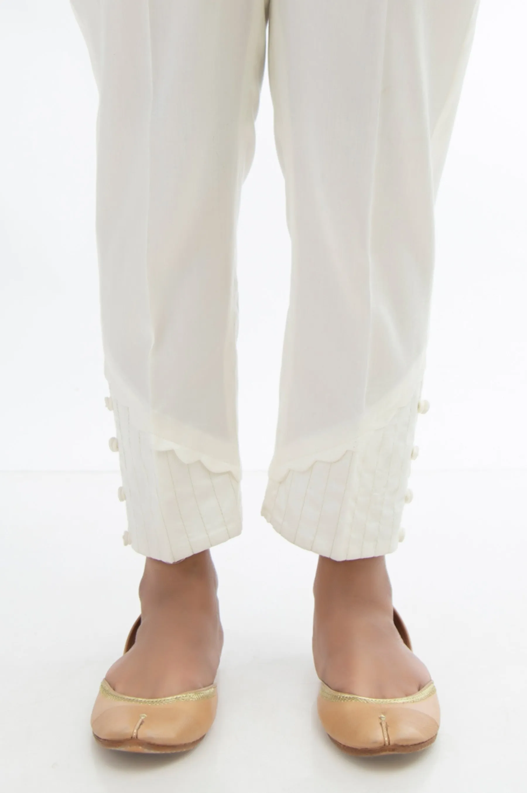 Embroidered Cotton Satin Cigarette Pants