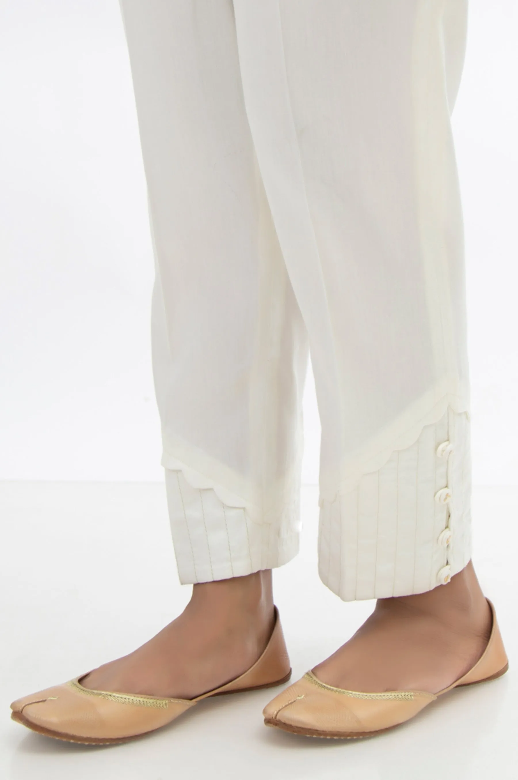 Embroidered Cotton Satin Cigarette Pants