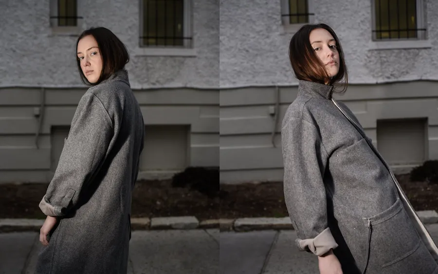 Japanese style grey wool felt coat