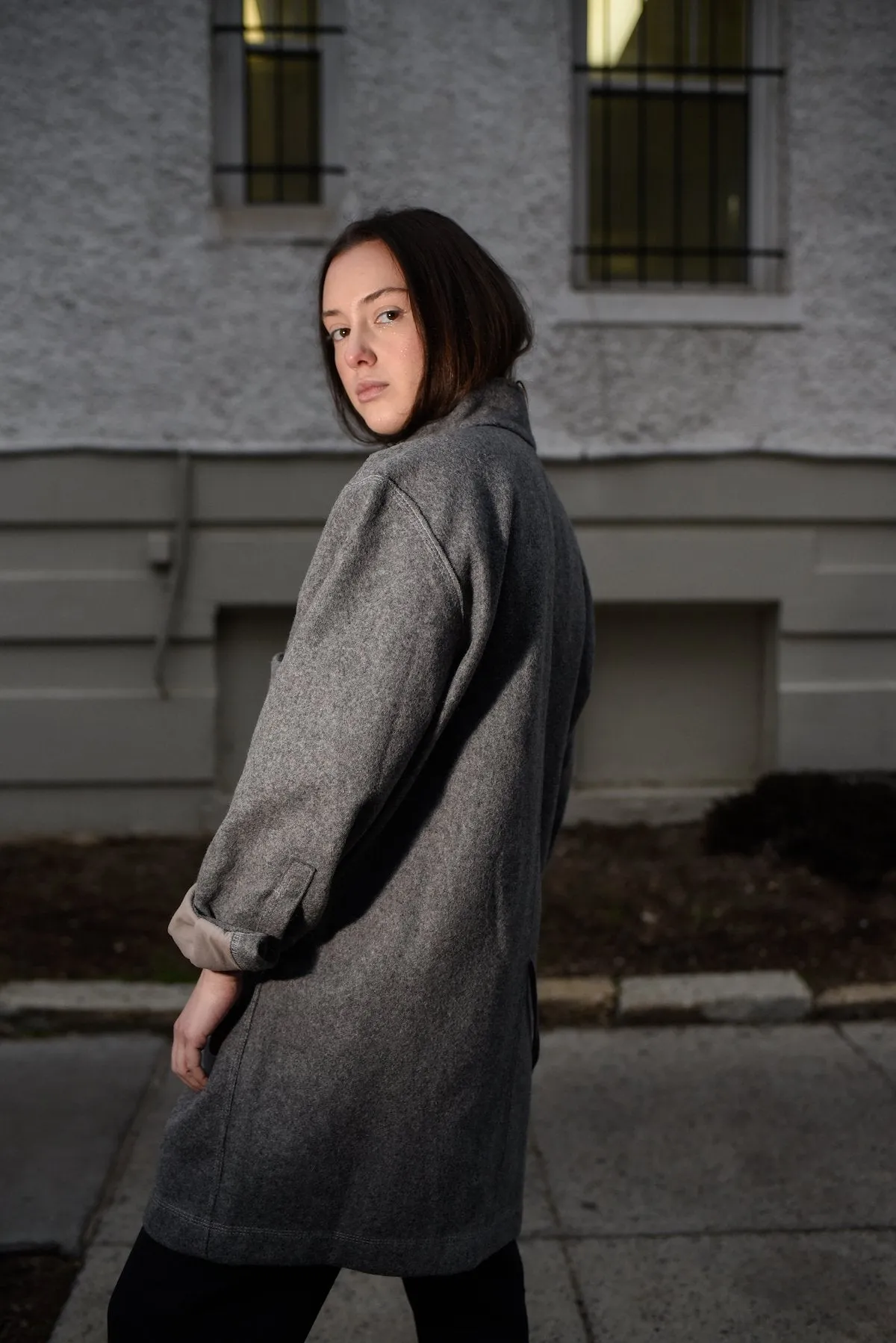 Japanese style grey wool felt coat