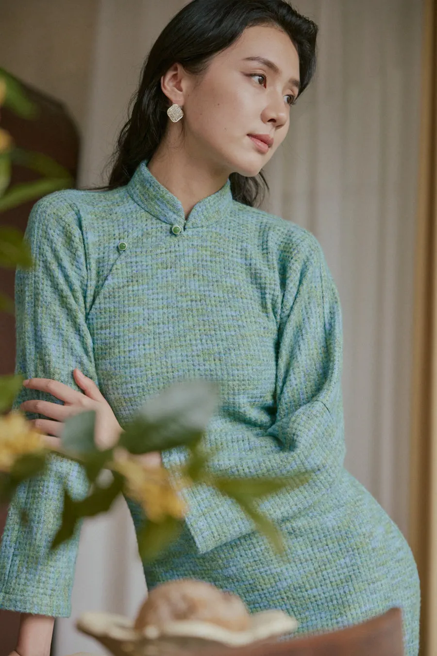 Ling Nan 岭南 Southern Ridge 1930s Knit Long Sleeve Winter Qipao