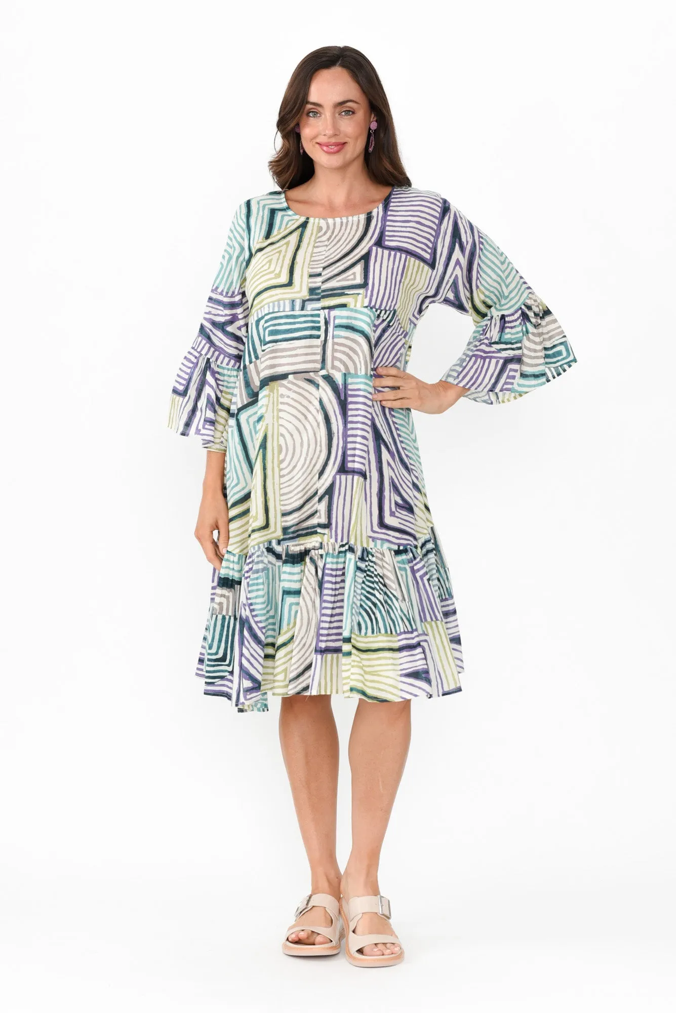 Lucia Green Ripple Cotton Dress