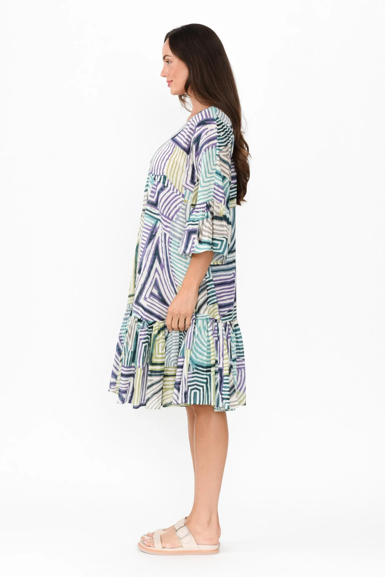 Lucia Green Ripple Cotton Dress