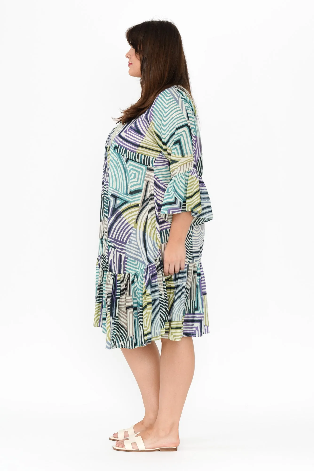 Lucia Green Ripple Cotton Dress