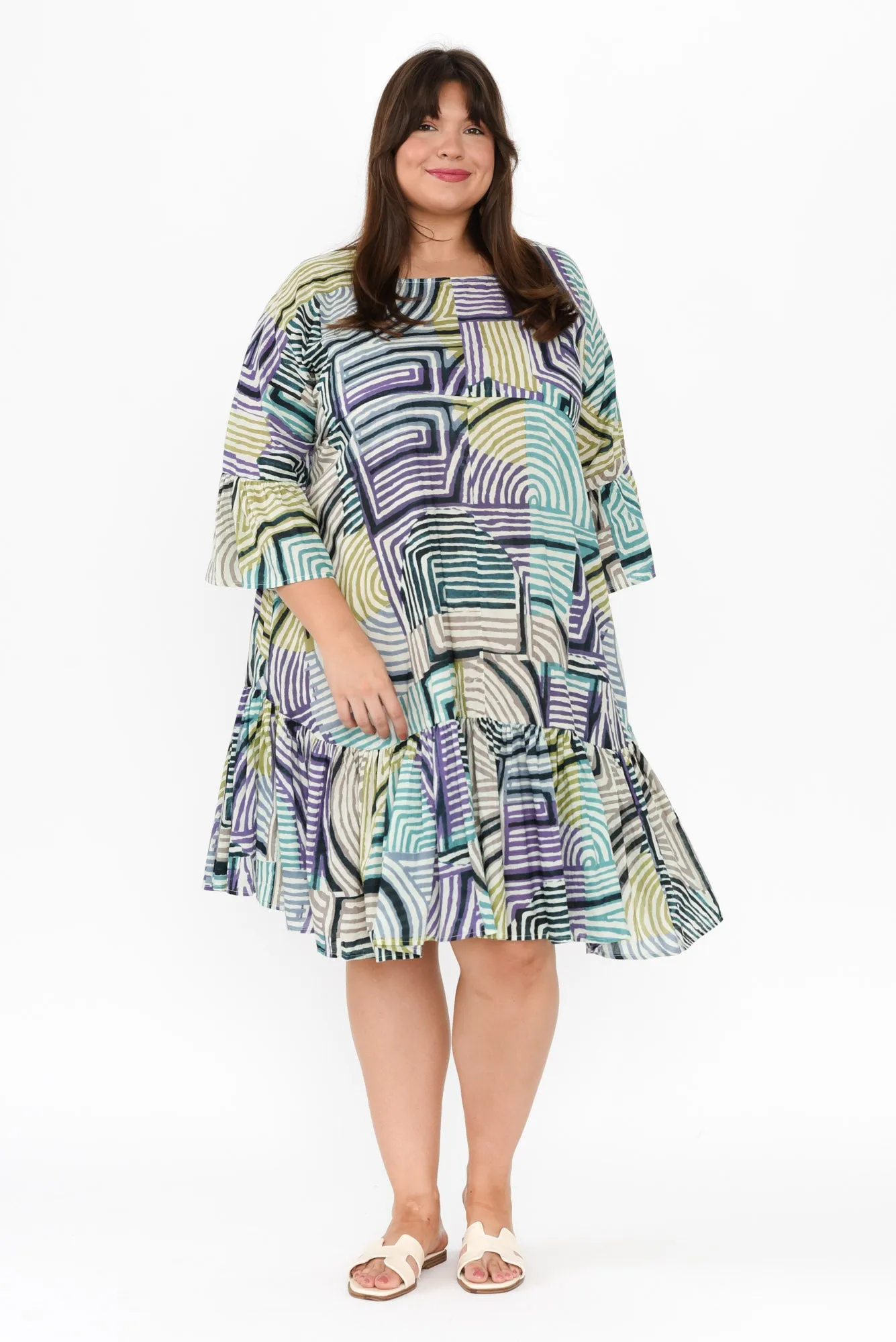 Lucia Green Ripple Cotton Dress