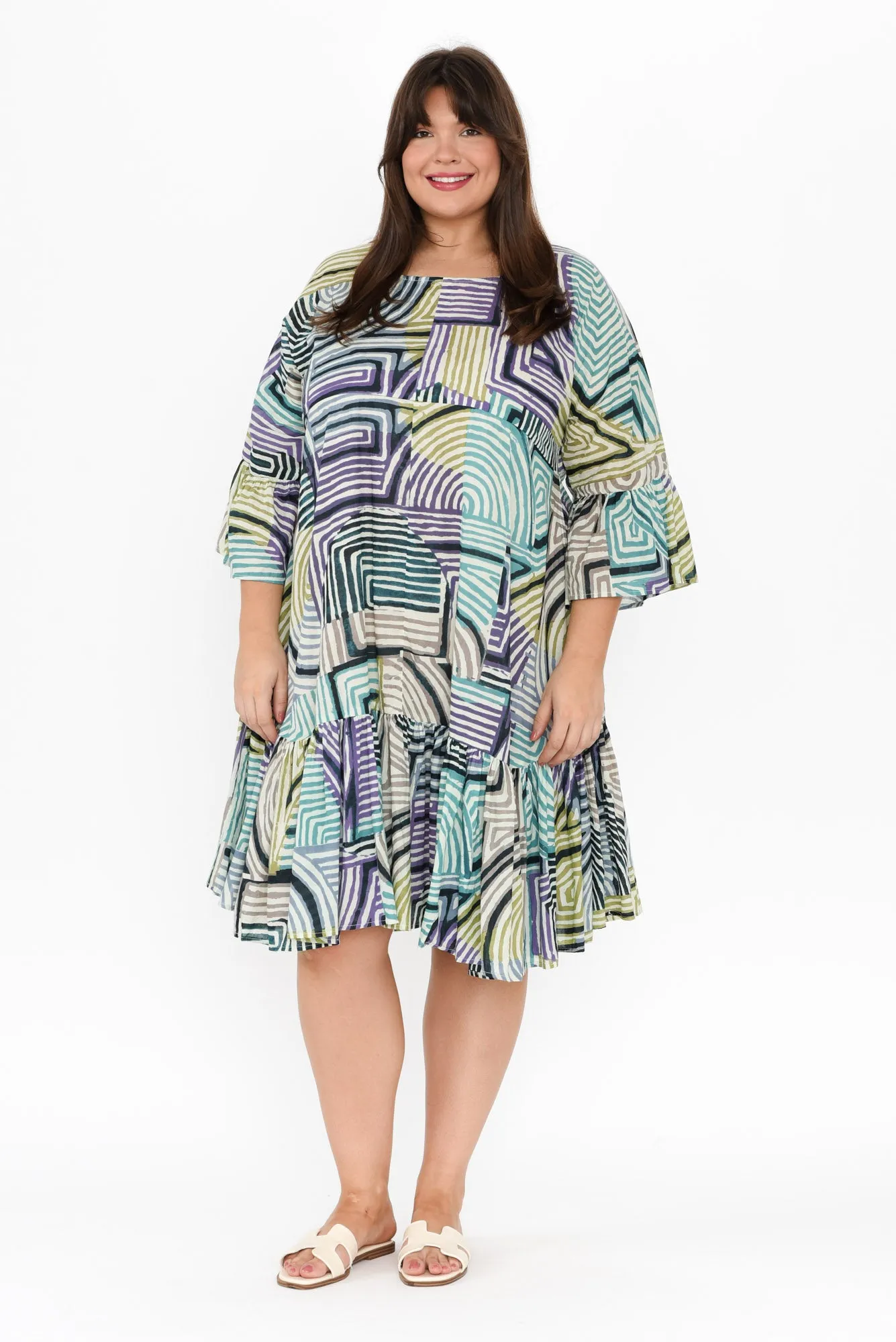 Lucia Green Ripple Cotton Dress