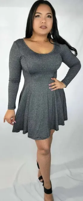 Mini Dress Charcoal Long-sleeves