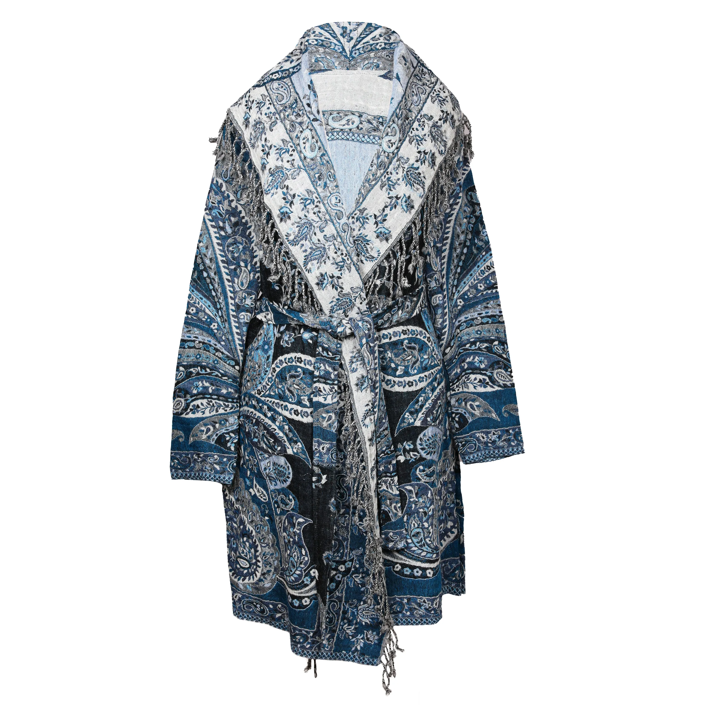 Pescara Paisley Boiled Wool Belted Coat