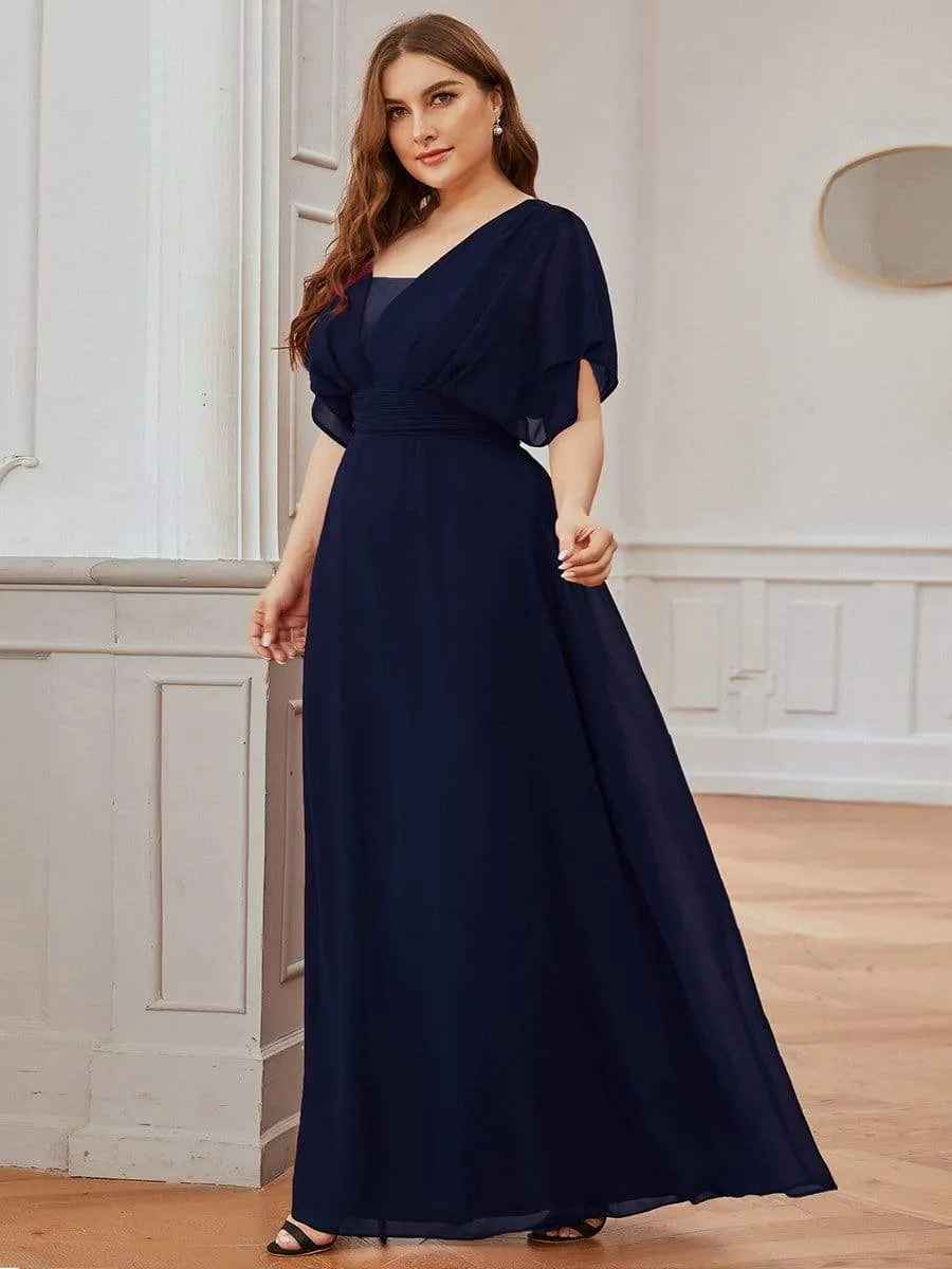 Plus Size Empire Waist Chiffon Maxi Evening Dress