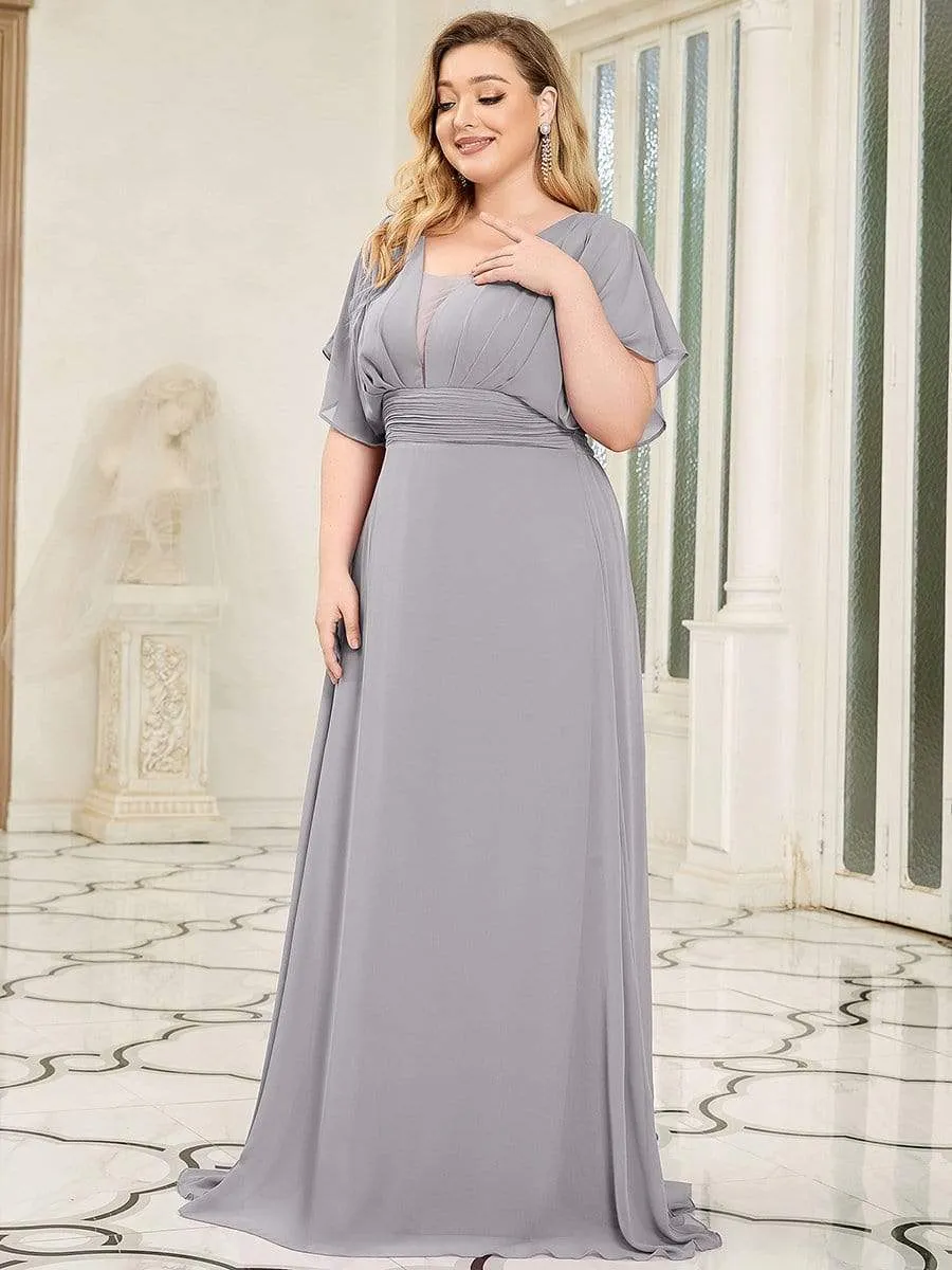 Plus Size Empire Waist Chiffon Maxi Evening Dress