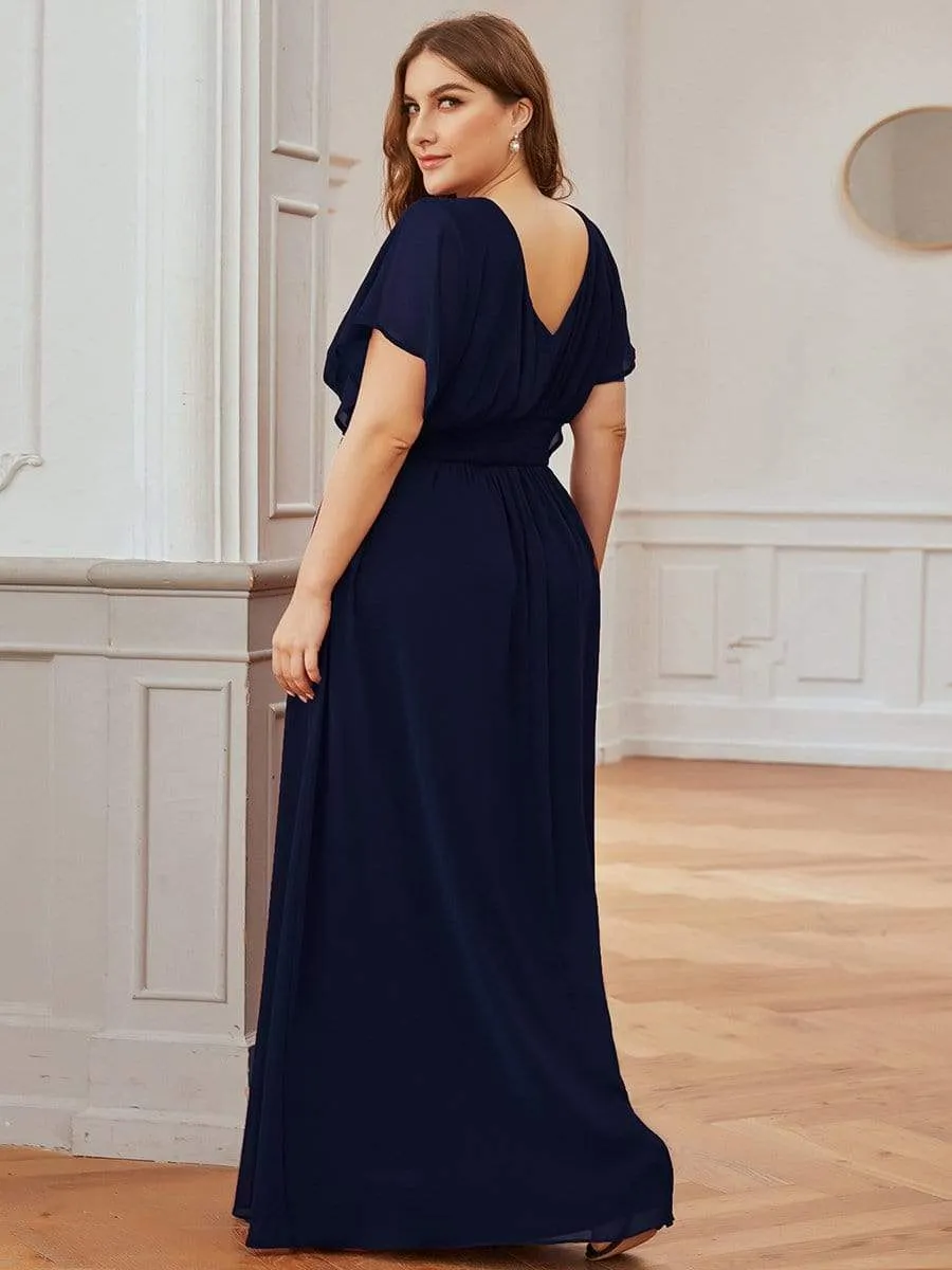 Plus Size Empire Waist Chiffon Maxi Evening Dress