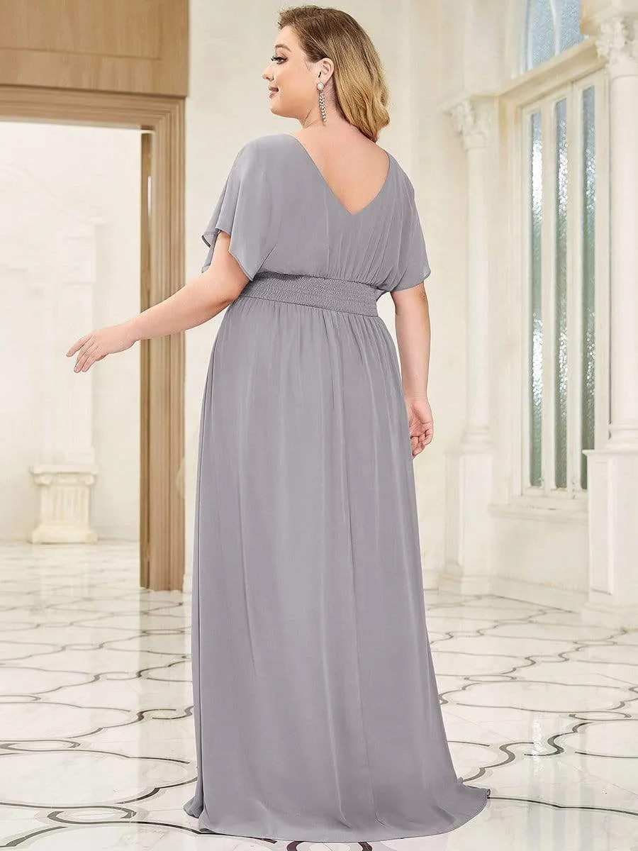 Plus Size Empire Waist Chiffon Maxi Evening Dress