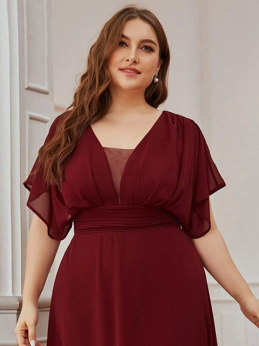 Plus Size Empire Waist Chiffon Maxi Evening Dress