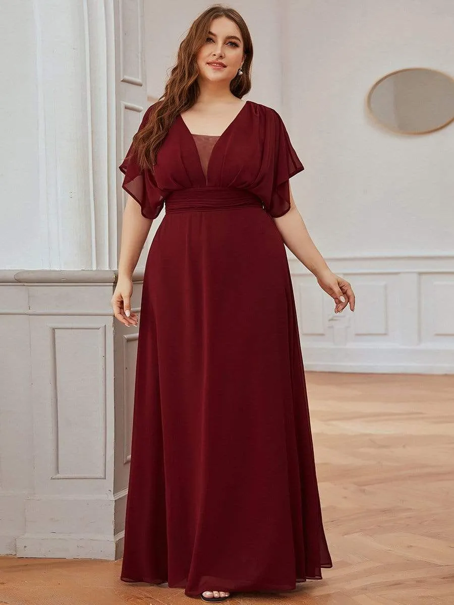 Plus Size Empire Waist Chiffon Maxi Evening Dress