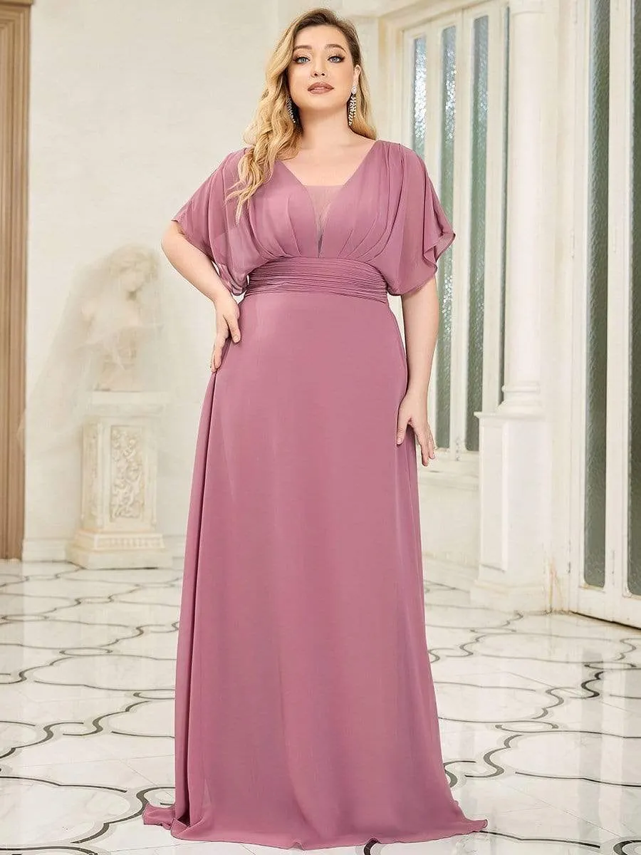 Plus Size Empire Waist Chiffon Maxi Evening Dress