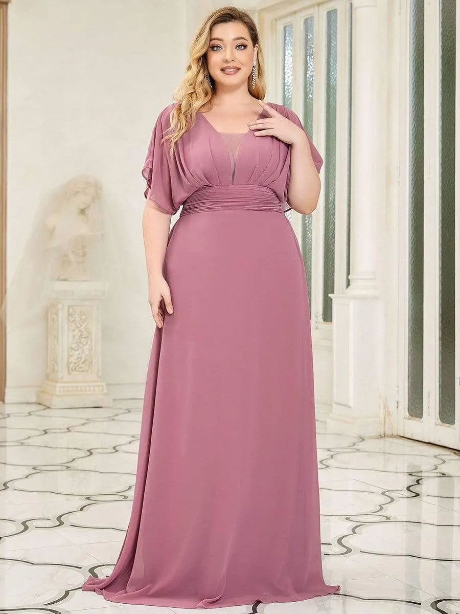 Plus Size Empire Waist Chiffon Maxi Evening Dress