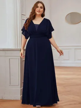 Plus Size Empire Waist Chiffon Maxi Evening Dress