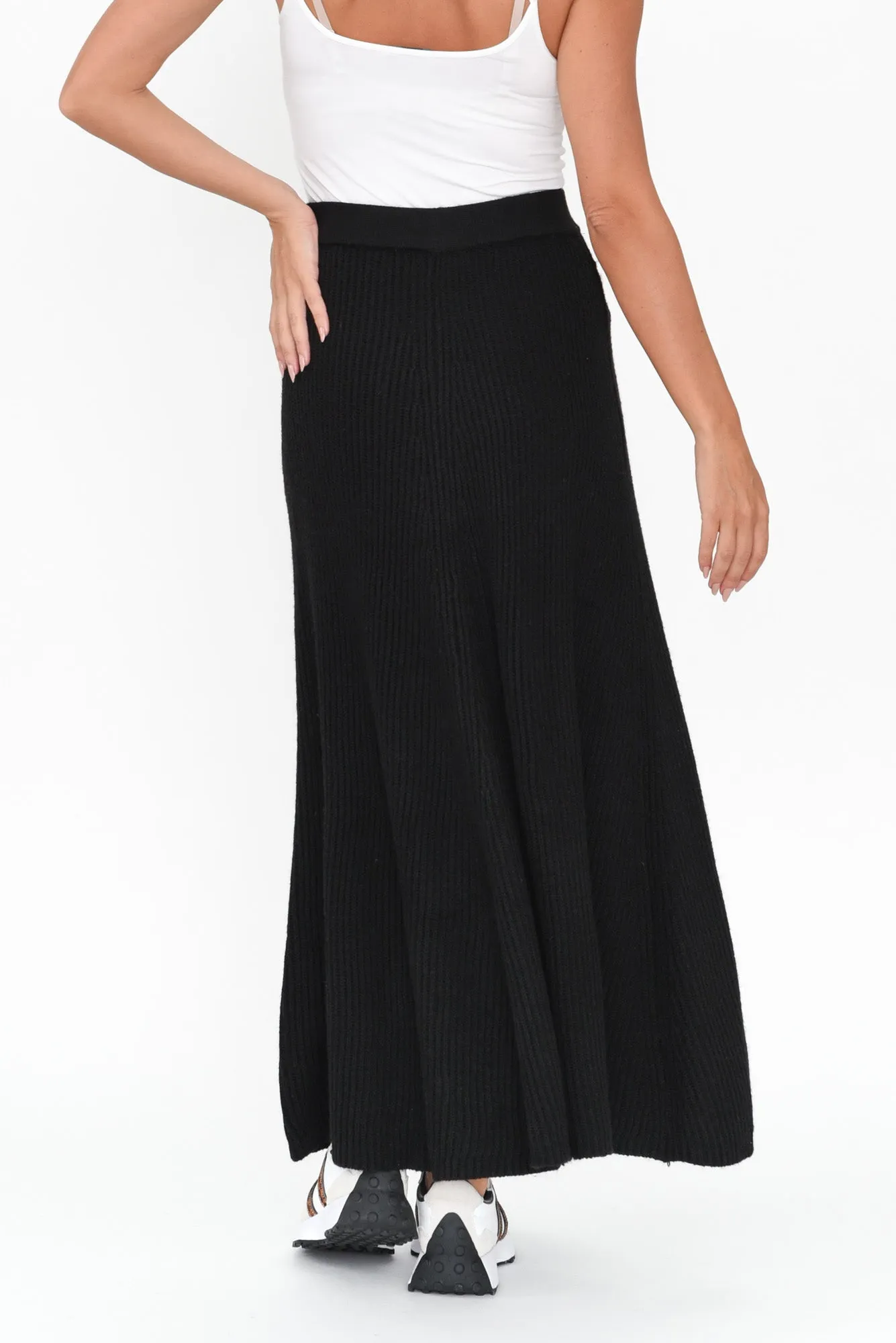 Roshni Black Knit Maxi Skirt