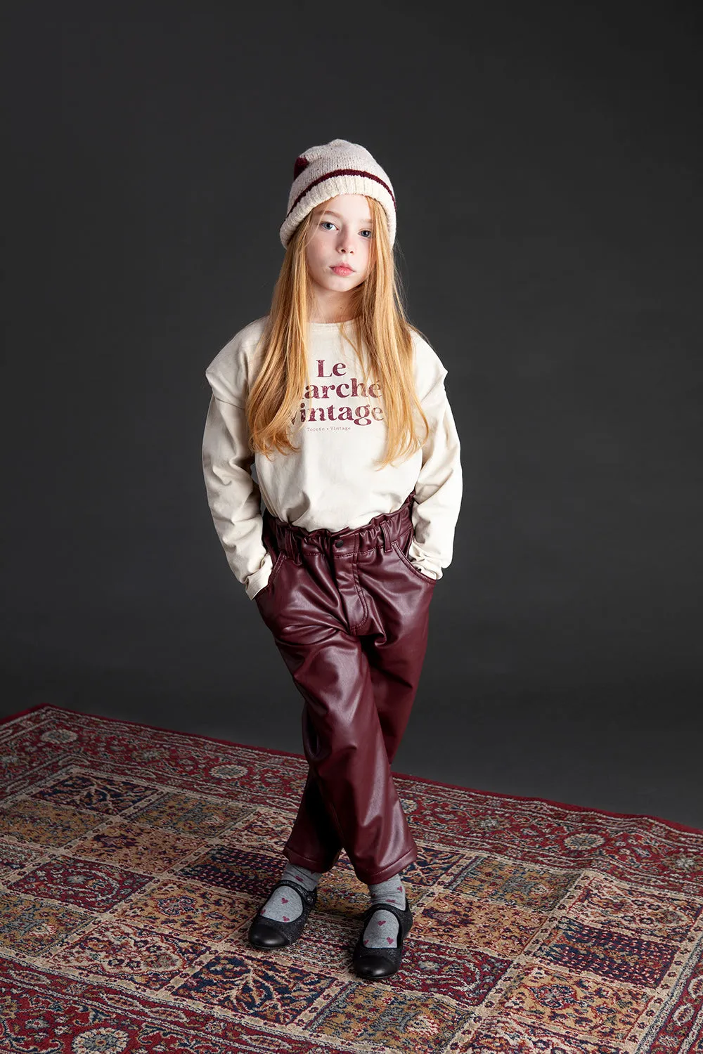 Sintetic Leather Pants in Maroon