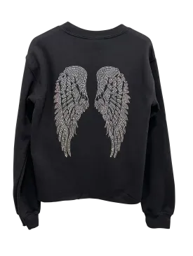 Sweatshirt, Crewneck Black, Iridescent Wings on back