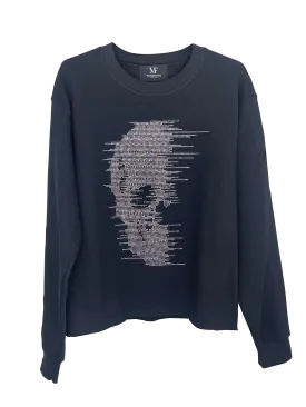 Sweatshirt, Crewneck Black, Silver Faded Skull