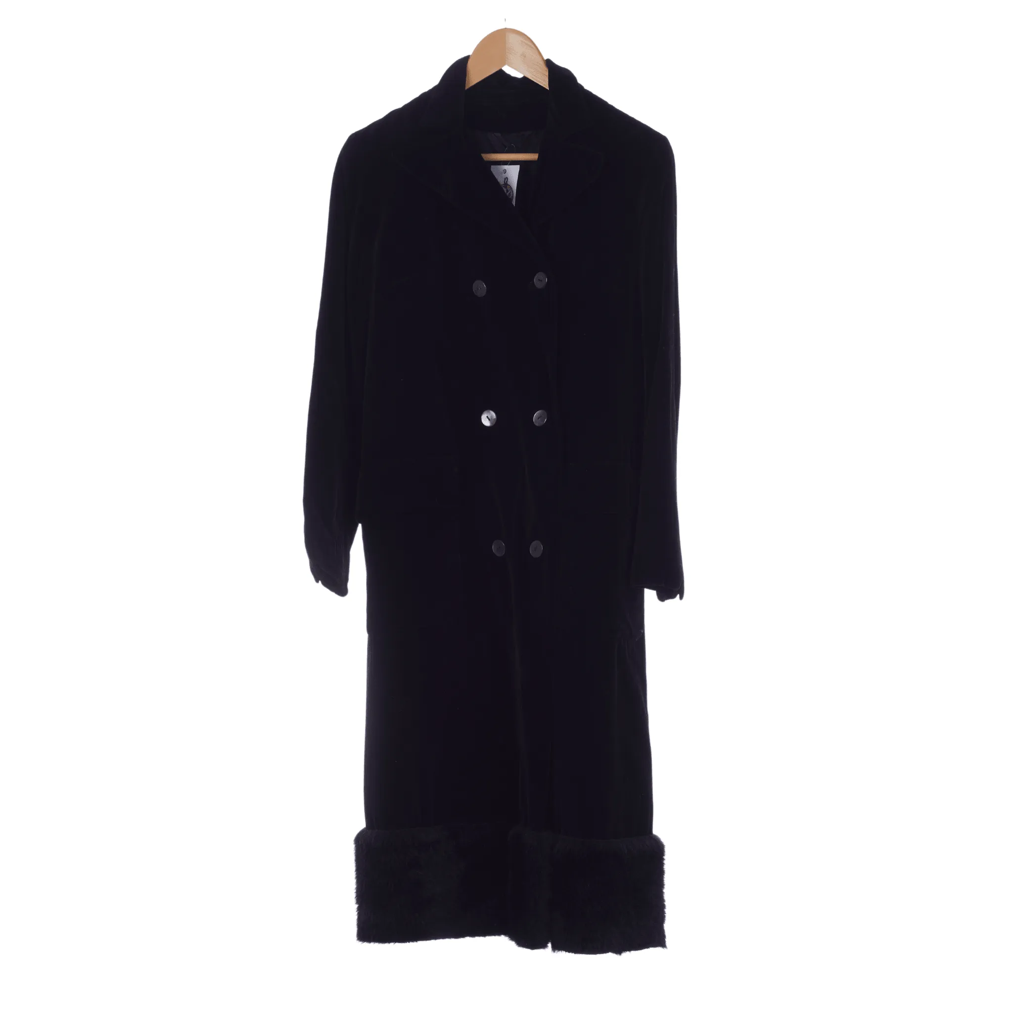 Sybil Zelker Velvet Black Long Sleeved Coat UK Size 10.