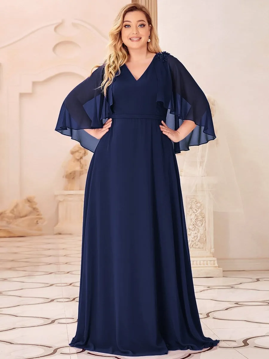 Women's Plus Size Floor Length Bridesmaid Dress with Wraps