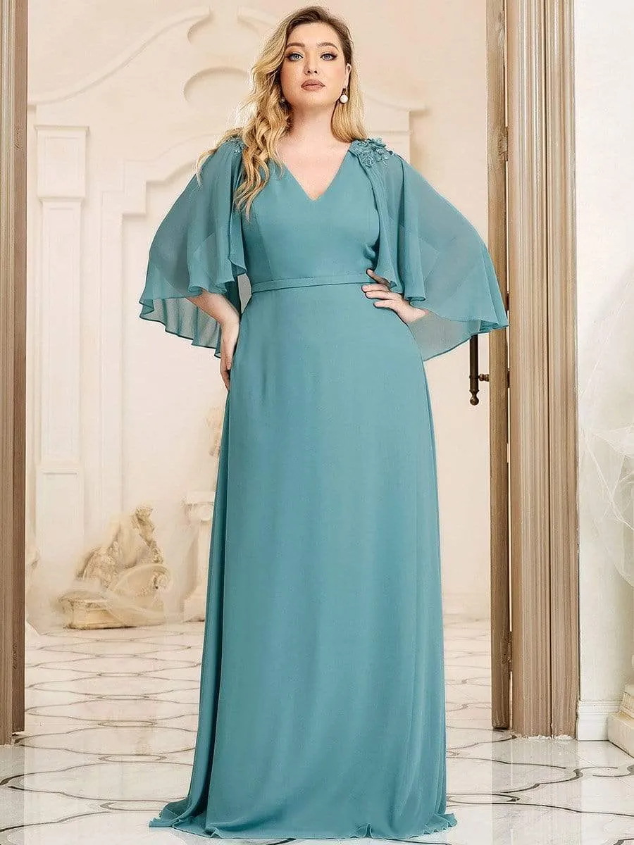 Women's Plus Size Floor Length Bridesmaid Dress with Wraps