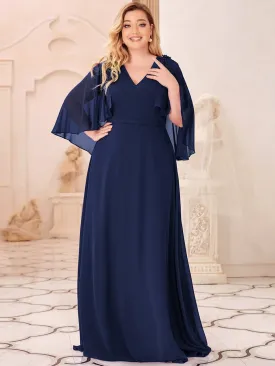 Women's Plus Size Floor Length Bridesmaid Dress with Wraps