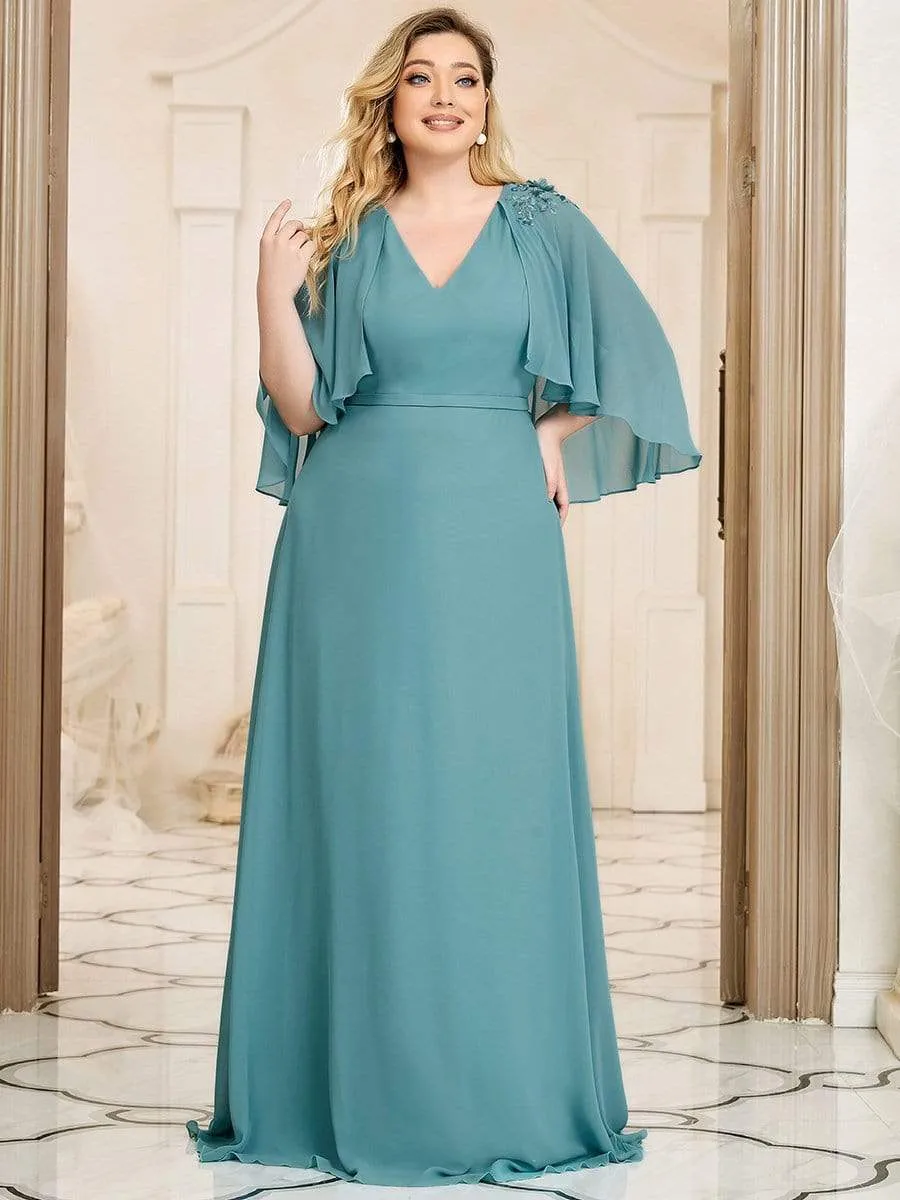 Women's Plus Size Floor Length Bridesmaid Dress with Wraps