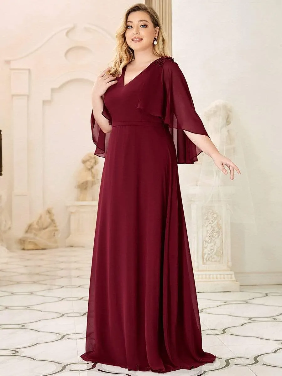 Women's Plus Size Floor Length Bridesmaid Dress with Wraps