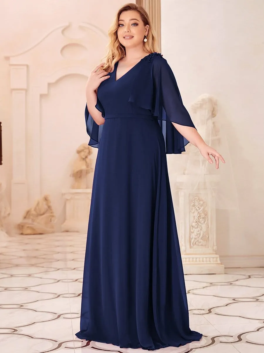 Women's Plus Size Floor Length Bridesmaid Dress with Wraps