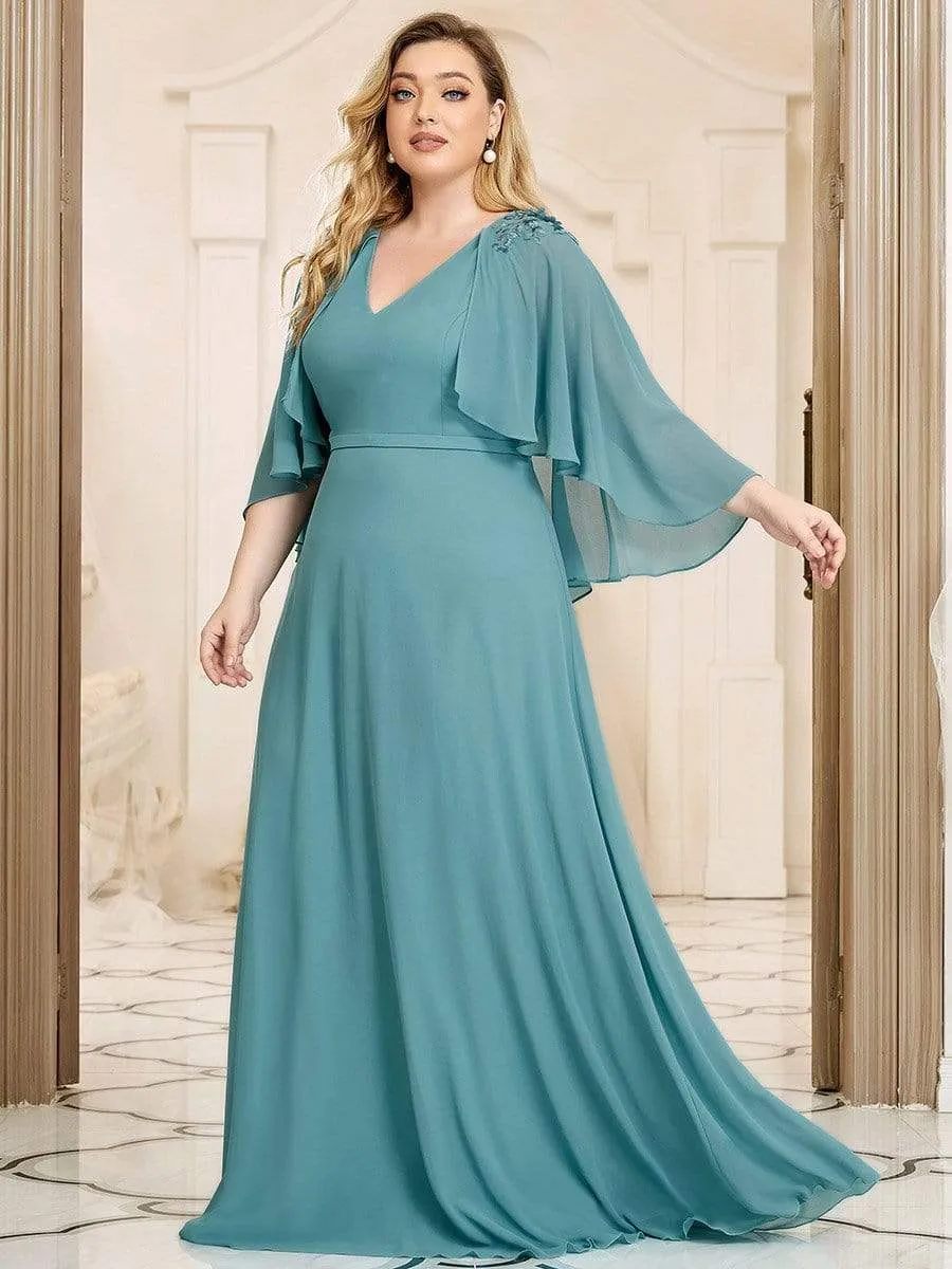 Women's Plus Size Floor Length Bridesmaid Dress with Wraps