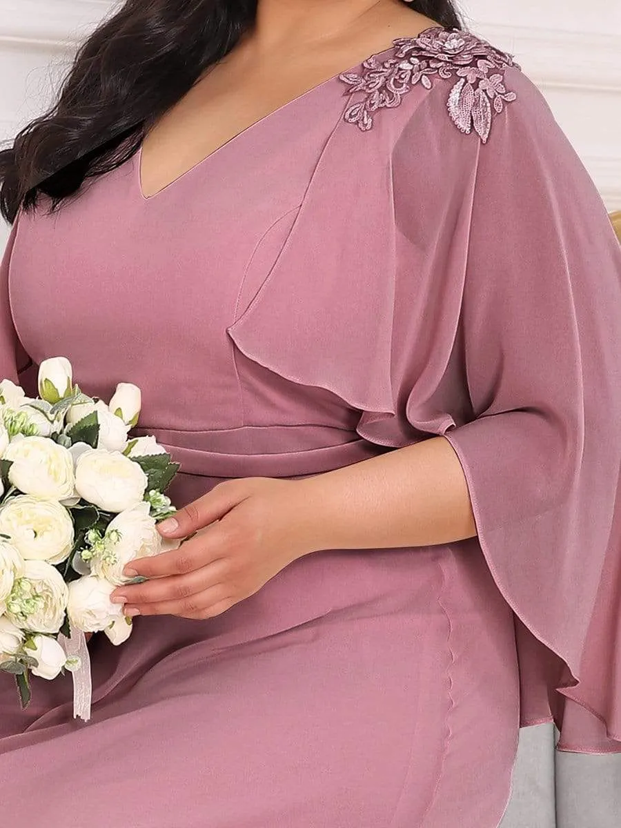 Women's Plus Size Floor Length Bridesmaid Dress with Wraps