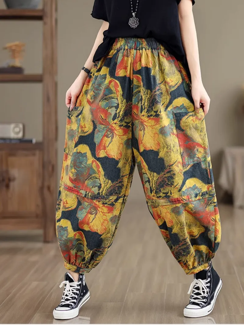 Women's Summer Loose Charming Printed Long Pants Bottom